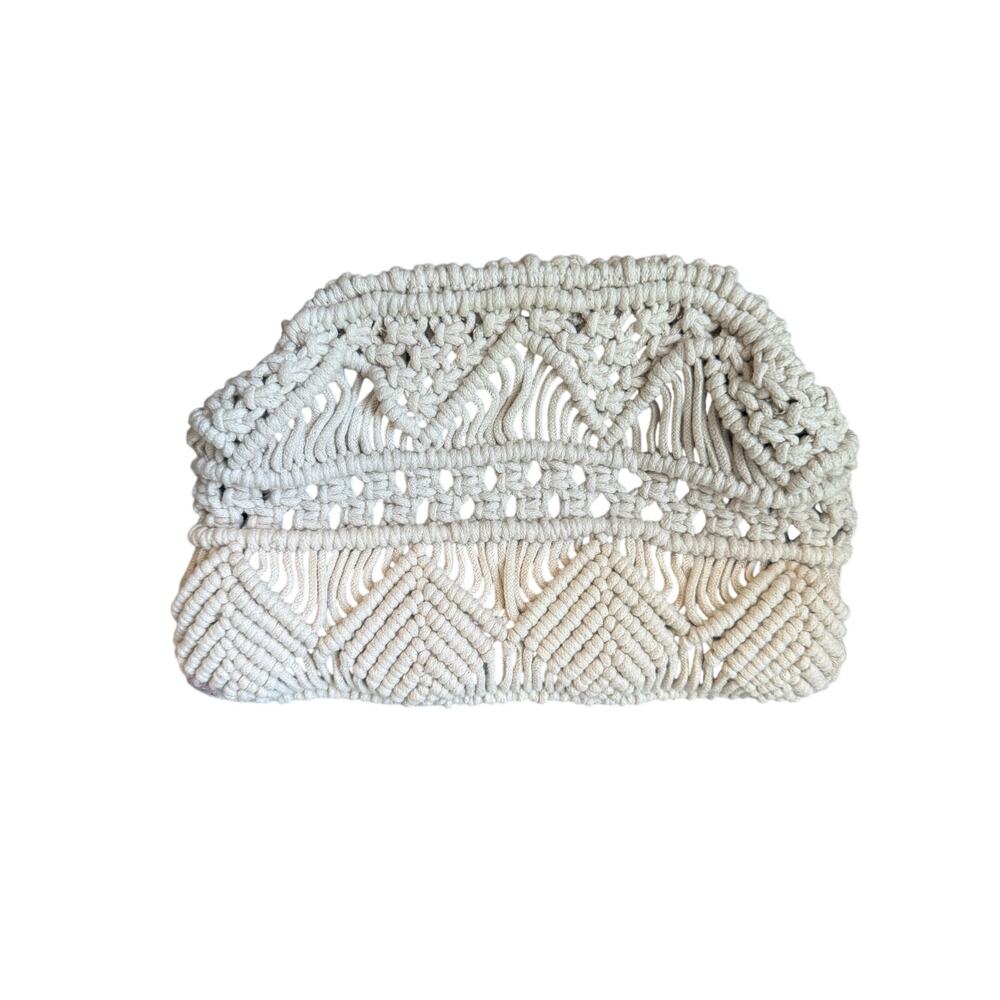 Vintage Macrame Bermuda Clutch Bag Natural